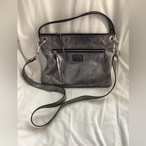 Coach Poppy Collection Metallic Gray Crossbody Bag